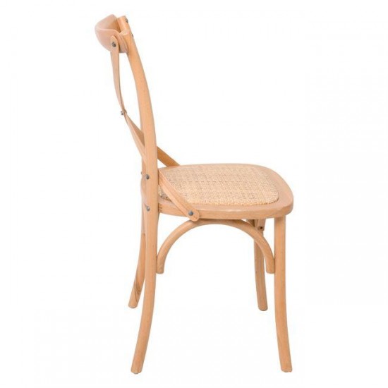 DESTINY Καρέκλα Τραπεζαρίας Οξιά Φυσικό, Κάθισμα Ψάθα, Στοιβαζόμενη 48x52x89cm