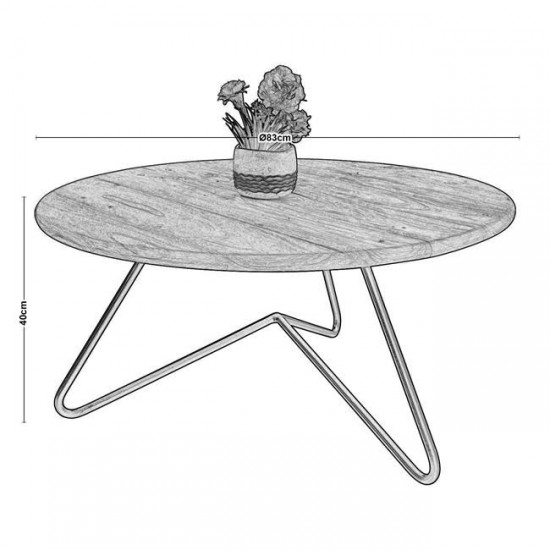 BORAL Τραπεζάκι Σαλονιού Καθιστικού, Μέταλλο Βαφή Μαύρο, Ξύλο Ακακία Φυσικό 83x83x40cm