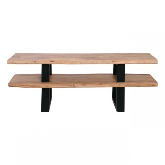 LIZARD Έπιπλο TV Μέταλλο Βαφή Μαύρο, Ξύλο Ακακία Φυσικό 140x40x50cm