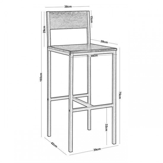 STAB Σκαμπώ BAR Μεταλ.Ανθρακί/Antique Brown