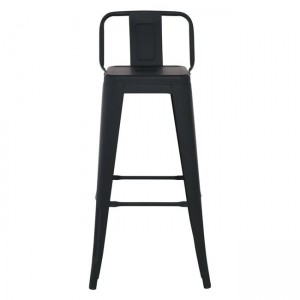 RELIX Σκαμπό Bar με Πλάτη, Μέταλλο Βαφή Μαύρο Εxtra Matte 44x44x94cm