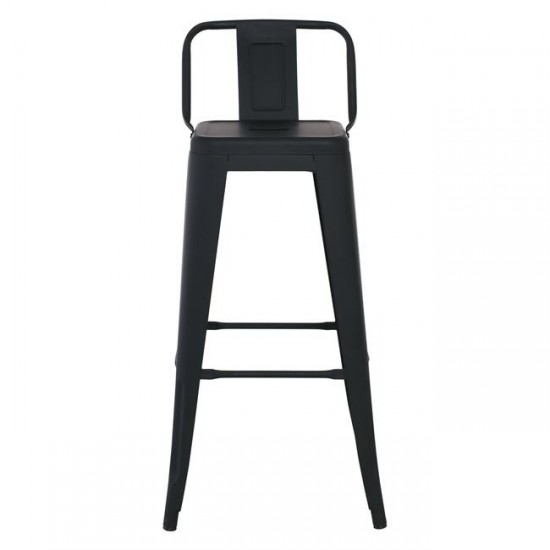 RELIX Σκαμπό Bar με Πλάτη, Μέταλλο Βαφή Μαύρο Εxtra Matte 44x44x94cm