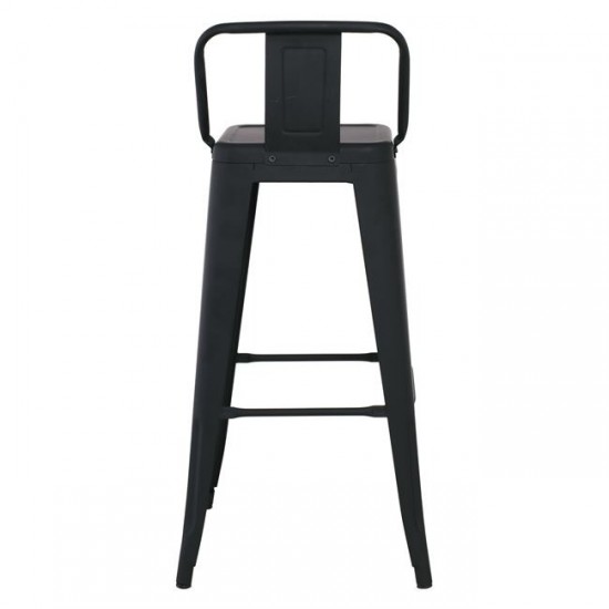 RELIX Σκαμπό Bar με Πλάτη, Μέταλλο Βαφή Μαύρο Εxtra Matte 44x44x94cm