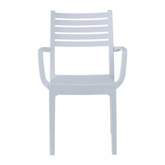 OLIMPIA Πολυθρόνα Τραπεζαρίας Κήπου Στοιβαζόμενη, PP - UV Protection, Απόχρωση Άσπρο 54x52x86cm