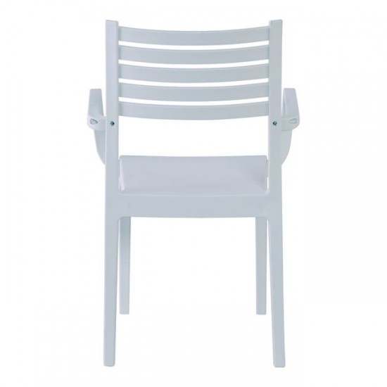 OLIMPIA Πολυθρόνα Τραπεζαρίας Κήπου Στοιβαζόμενη, PP - UV Protection, Απόχρωση Άσπρο 54x52x86cm