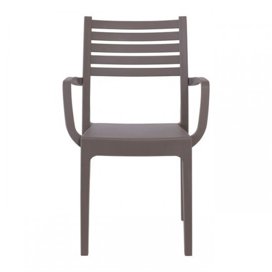 OLIMPIA Πολυθρόνα Τραπεζαρίας Κήπου Στοιβαζόμενη, PP - UV Protection, Απόχρωση Tortora 54x52x86cm