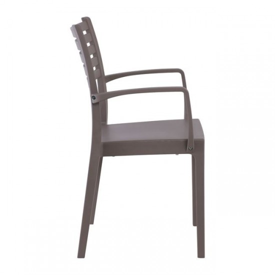 OLIMPIA Πολυθρόνα Τραπεζαρίας Κήπου Στοιβαζόμενη, PP - UV Protection, Απόχρωση Tortora 54x52x86cm