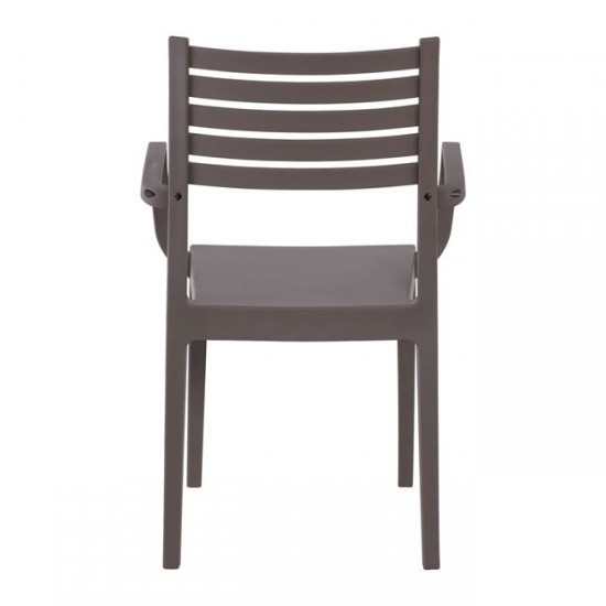 OLIMPIA Πολυθρόνα Τραπεζαρίας Κήπου Στοιβαζόμενη, PP - UV Protection, Απόχρωση Tortora 54x52x86cm