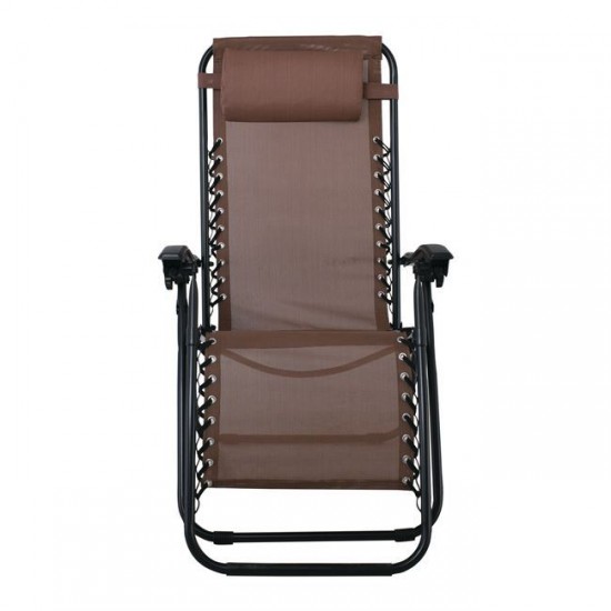 SUPER RELAX Πολυθρόνα με Υποπόδιο Μεταλλική Ανθρακί/Textilene Καφέ