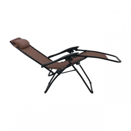 SUPER RELAX Πολυθρόνα με Υποπόδιο Μεταλλική Ανθρακί/Textilene Καφέ