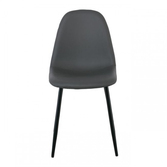 CELINA Καρέκλα Μέταλλο Βαφή Μαύρο, Pvc Γκρι 45x54x85cm