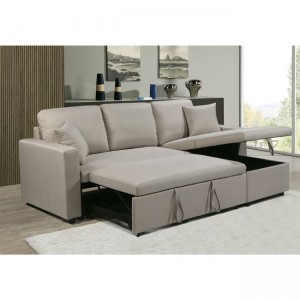 MONTREAL Καναπές - Κρεβάτι Γωνία Αναστρέψιμη με Χώρο Αποθήκευσης, Ύφασμα Μπεζ 223x146/80x72cm