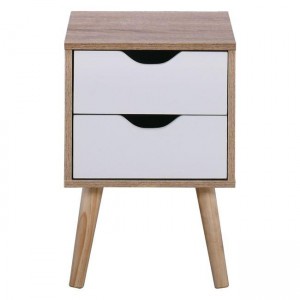 ALINA Κομοδίνο Απόχρωση Sonoma - Άσπρο - Πόδι Φυσικό 29x29x44cm