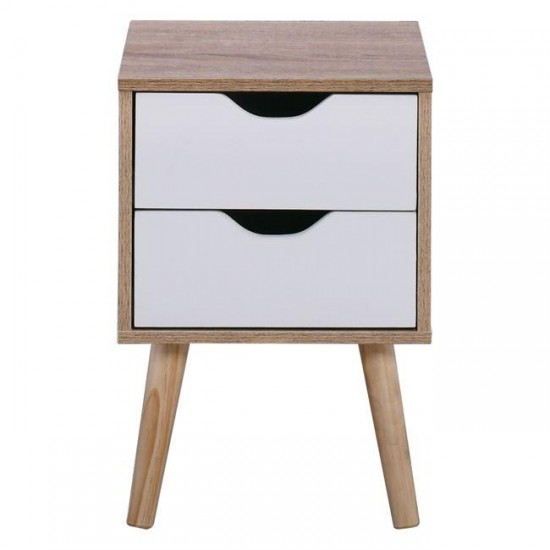 ALINA Κομοδίνο Απόχρωση Sonoma - Άσπρο - Πόδι Φυσικό 29x29x44cm