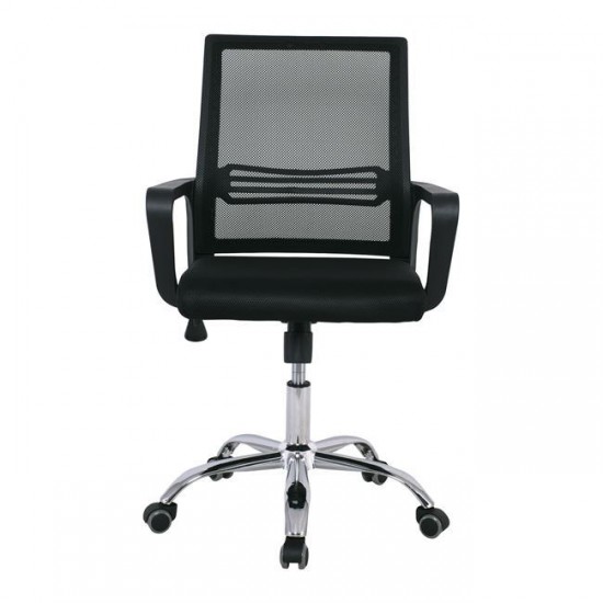 BF2110 Πολυθρόνα Γραφείου Μέταλλο Χρώμιο, Mesh Μαύρο 58x60x94/104cm