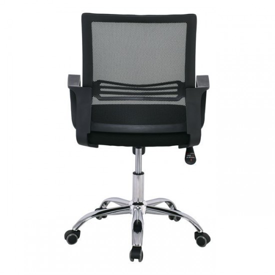 BF2110 Πολυθρόνα Γραφείου Μέταλλο Χρώμιο, Mesh Μαύρο 58x60x94/104cm