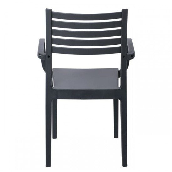 OLIMPIA Πολυθρόνα Τραπεζαρίας Κήπου Στοιβαζόμενη, PP - UV Protection, Απόχρωση Ανθρακί 54x52x86cm