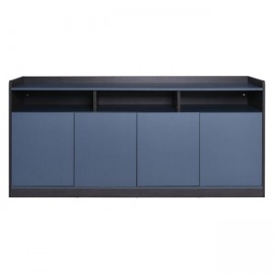 ADVANCE Ντουλάπι Γραφείου, 3 Ράφια, 2 Ντουλάπια Δίφυλλα με 4 Ράφια, Σκούρο Καρυδί-Γκρι