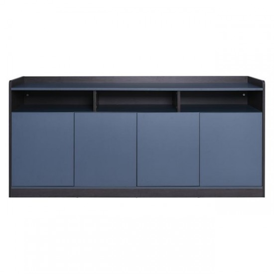 ADVANCE Ντουλάπι Γραφείου, 3 Ράφια, 2 Ντουλάπια Δίφυλλα με 4 Ράφια, Σκούρο Καρυδί-Γκρι