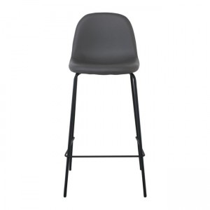 CELINA Σκαμπό BAR Μεσαίου Ύψους, Κάθισμα H.67cm, Μέταλλο Βαφή Μαύρο, Pvc Γκρι 47x51x67/97cm