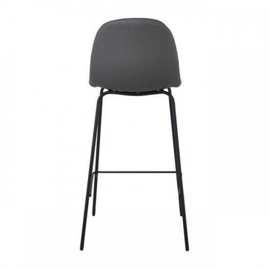CELINA Σκαμπό BAR Μεσαίου Ύψους, Κάθισμα H.67cm, Μέταλλο Βαφή Μαύρο, Pvc Γκρι 47x51x67/97cm