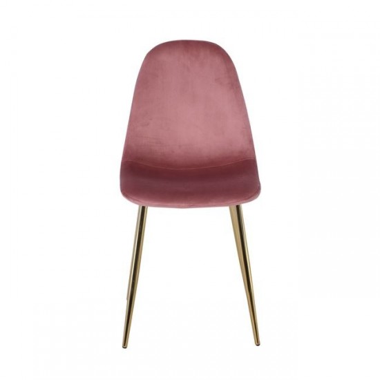 CELINA Καρέκλα Χρώμιο Χρυσό, Velure Antique Pink 45x54x85cm