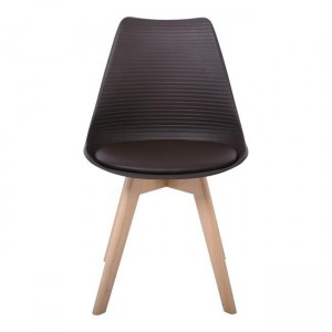 MARTIN STRIPE Καρέκλα Ξύλινο Πόδι, PP Καφέ 49x56x82cm