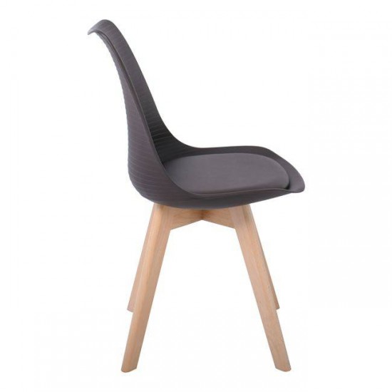 MARTIN STRIPE Καρέκλα Ξύλινο Πόδι, PP Καφέ 49x56x82cm