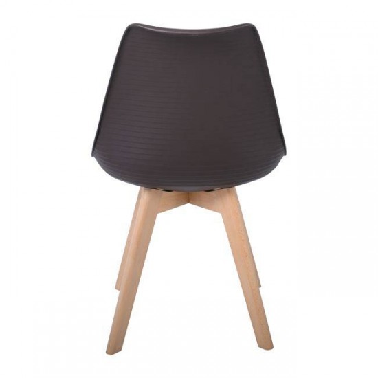 MARTIN STRIPE Καρέκλα Ξύλινο Πόδι, PP Καφέ 49x56x82cm