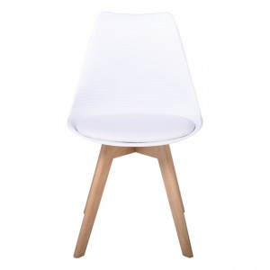 MARTIN STRIPE Καρέκλα Ξύλινο Πόδι, PP Άσπρο 49x56x82cm