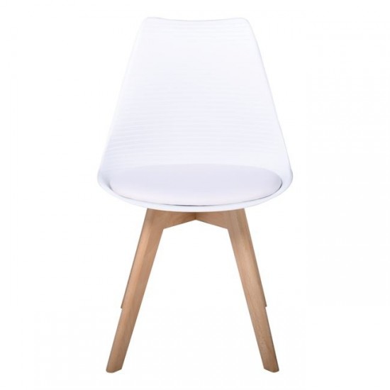 MARTIN STRIPE Καρέκλα Ξύλινο Πόδι, PP Άσπρο 49x56x82cm