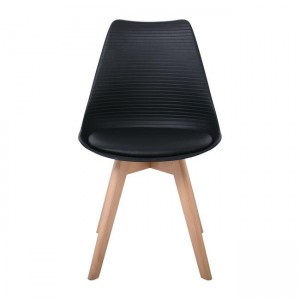 MARTIN STRIPE Καρέκλα Ξύλινο Πόδι, PP Μαύρο 49x56x82cm