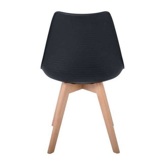 MARTIN STRIPE Καρέκλα Ξύλινο Πόδι, PP Μαύρο 49x56x82cm