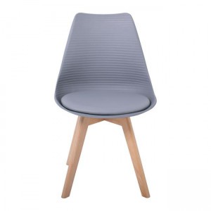 MARTIN STRIPE Καρέκλα Ξύλινο Πόδι, PP Γκρι 49x56x82cm