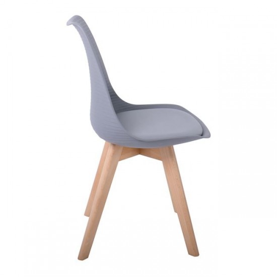 MARTIN STRIPE Καρέκλα Ξύλινο Πόδι, PP Γκρι 49x56x82cm