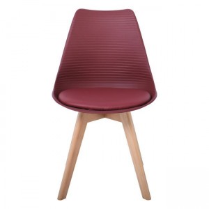 MARTIN STRIPE Καρέκλα Ξύλινο Πόδι, PP Μπορντώ 49x56x82cm