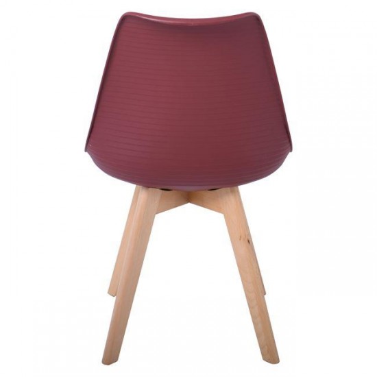 MARTIN STRIPE Καρέκλα Ξύλινο Πόδι, PP Μπορντώ 49x56x82cm