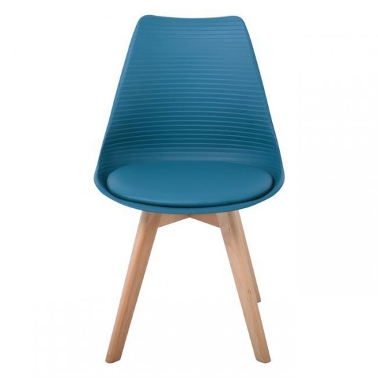 MARTIN STRIPE Καρέκλα Ξύλινο Πόδι, PP Petrol 49x56x82cm