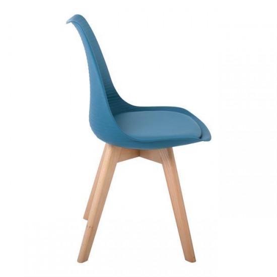 MARTIN STRIPE Καρέκλα Ξύλινο Πόδι, PP Petrol 49x56x82cm