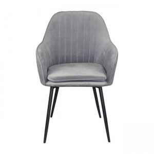 VALERY Πολυθρόνα Μέταλλο Βαφή Μαύρο, Ύφασμα Velure, Απόχρωση Γκρι 55x61x87cm