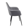 VALERY Πολυθρόνα Μέταλλο Βαφή Μαύρο, Ύφασμα Velure, Απόχρωση Γκρι 55x61x87cm