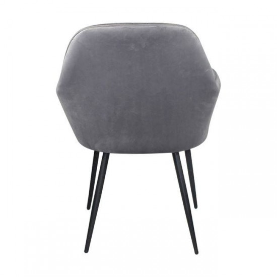 VALERY Πολυθρόνα Μέταλλο Βαφή Μαύρο, Ύφασμα Velure, Απόχρωση Γκρι 55x61x87cm