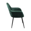 VALERY Πολυθρόνα Μέταλλο Βαφή Μαύρο, Ύφασμα Velure, Απόχρωση Forest Green 55x61x87cm