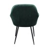 VALERY Πολυθρόνα Μέταλλο Βαφή Μαύρο, Ύφασμα Velure, Απόχρωση Forest Green 55x61x87cm