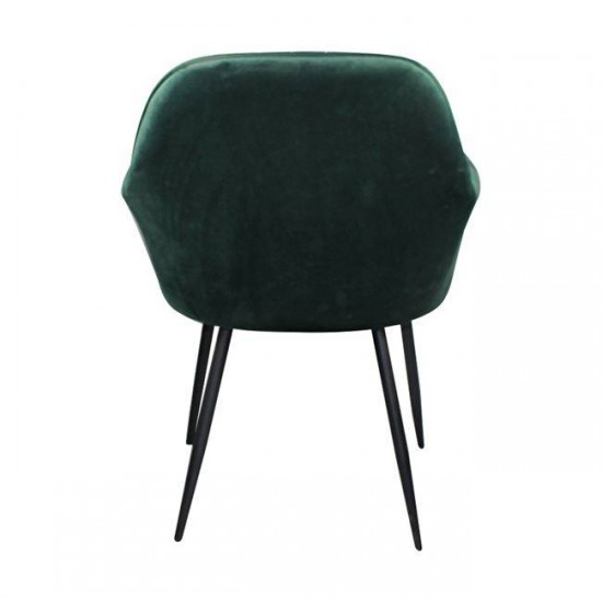 VALERY Πολυθρόνα Μέταλλο Βαφή Μαύρο, Ύφασμα Velure, Απόχρωση Forest Green 55x61x87cm