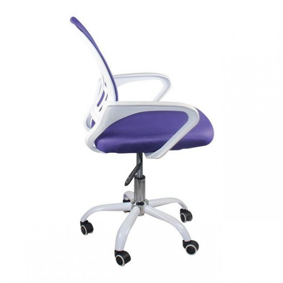 BF2101-SC ΠΟΛΥΘΡΟΝΑ ΓΡΑΦΕΙΟΥ ΧΩΡΙΣ ΑΝΑΚΛΙΣΗ ΜΕΤΑΛΛΙΚΗ ΒΑΣΗ ΑΣΠΡΟ, ΥΦΑΣΜΑ ΜΩΒ MESH-ΚΑΡΕΚΛΑ ΓΡΑΔΕΙΟΥ-ΚΑΡΕΚΛΑ ΓΡΑΦΕΙΟΥ ΧΩΡΙΣ ΑΝΑΚΛΗΣΗ-