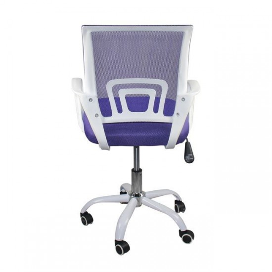 BF2101-SC ΠΟΛΥΘΡΟΝΑ ΓΡΑΦΕΙΟΥ ΧΩΡΙΣ ΑΝΑΚΛΙΣΗ ΜΕΤΑΛΛΙΚΗ ΒΑΣΗ ΑΣΠΡΟ, ΥΦΑΣΜΑ ΜΩΒ MESH-ΚΑΡΕΚΛΑ ΓΡΑΔΕΙΟΥ-ΚΑΡΕΚΛΑ ΓΡΑΦΕΙΟΥ ΧΩΡΙΣ ΑΝΑΚΛΗΣΗ-