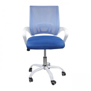 BF2101-SC ΠΟΛΥΘΡΟΝΑ ΓΡΑΦΕΙΟΥ ΧΩΡΙΣ ΑΝΑΚΛΙΣΗ ΑΣΠΡΟ, MESH ΜΠΛΕ 