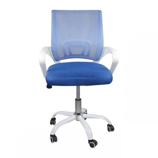 BF2101-SC ΠΟΛΥΘΡΟΝΑ ΓΡΑΦΕΙΟΥ ΧΩΡΙΣ ΑΝΑΚΛΙΣΗ ΑΣΠΡΟ, MESH ΜΠΛΕ