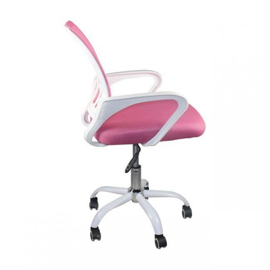 BF2101-SC Πολυθρόνα Γραφείου χωρίς ανάκλιση Άσπρο / Mesh Ροζ-ΚΑΡΕΚΛΑ ΓΡΑΦΕΙΟΥ-ΚΑΡΕΚΛΑ ΓΡΑΦΕΙΟΥ ΧΩΡΙΣ ΑΝΑΚΛΗΣΗ-